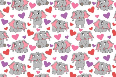 Şirin fil hayvan çizgi film deseni