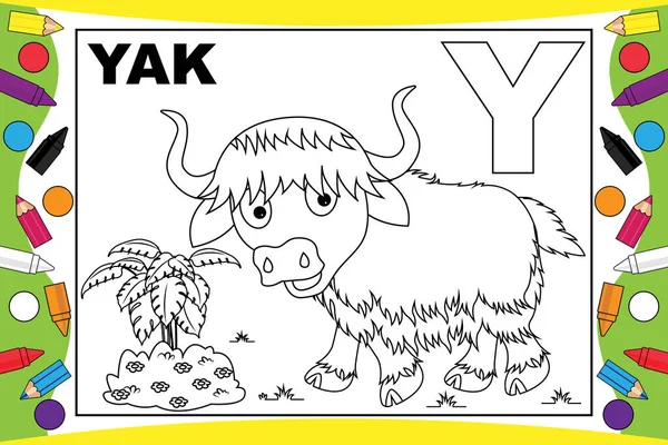 Çocuklar için alfabeyle öküz karikatürü boyamak