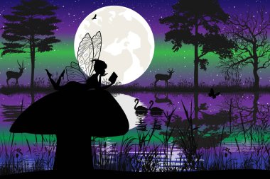 Tatlı peri ve ay silueti