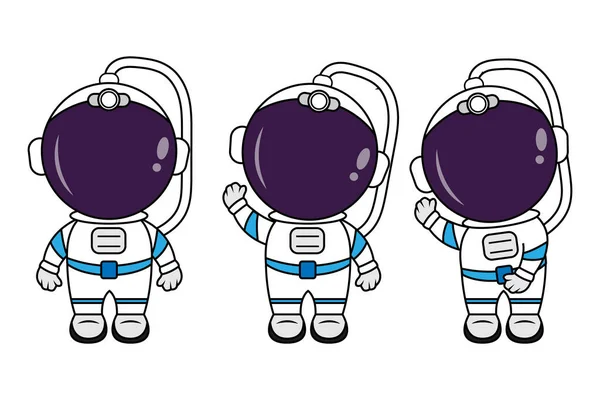 Schattig Astronaut Cartoon Karakter Grafisch — Stockvector