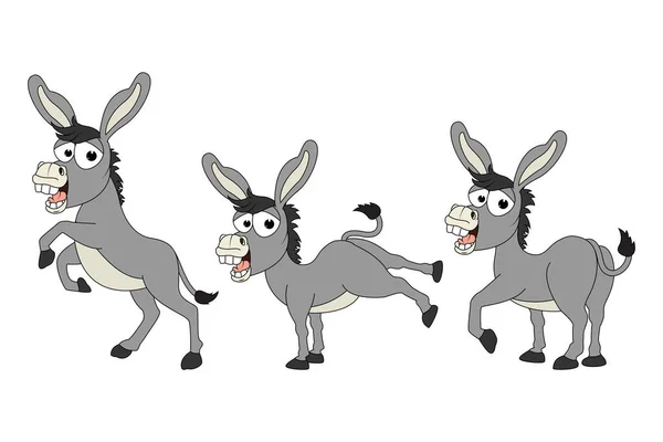 Bonito Burro Animal Cartoon Gráfico — Vetor de Stock