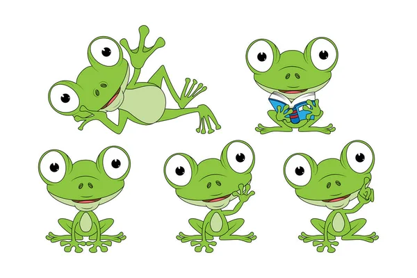 Roztomilý Žába Zvíře Kreslené Grafiky — Stockový vektor