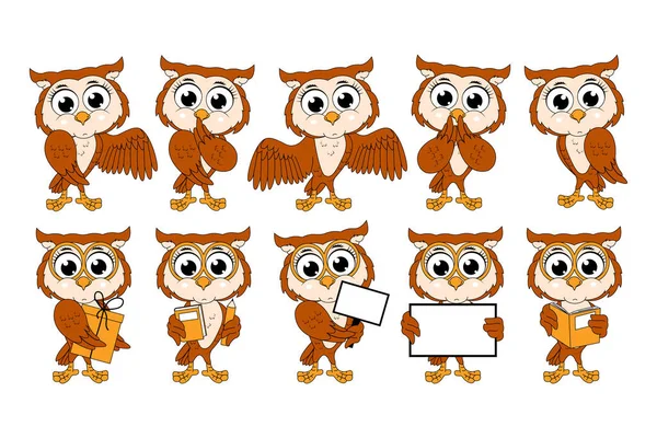 Cute Owl Animal Cartoon Graphic — 스톡 벡터