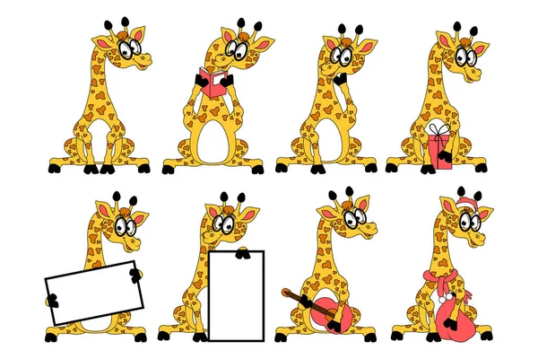 Girafa Bonito Animal Cartoon Gráfico — Vetor de Stock