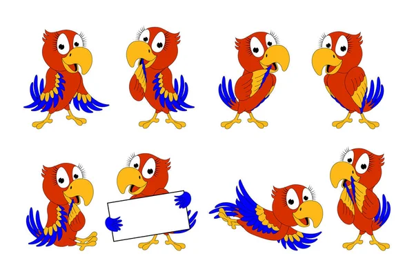 Cute Parrot Bird Cartoon Graphic — Vettoriale Stock