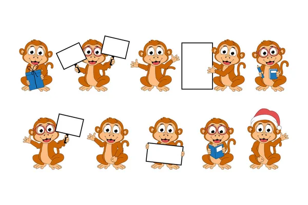Cute Monkey Animal Cartoon Graphic — Vetor de Stock