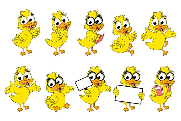 Cute Duck Animal Cartoon Graphic — Vetor de Stock