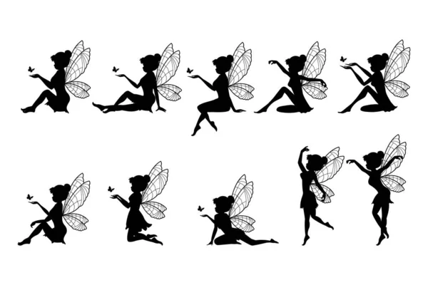 cute fairy silhouette illustration set
