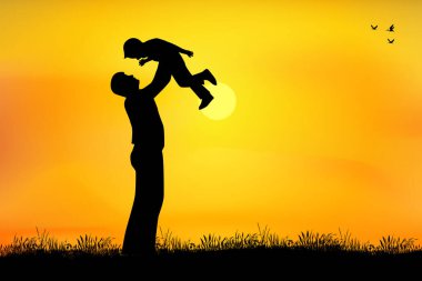 Tatlı baba ve oğul silueti grafiği