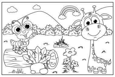 Çocuklar için renkli hayvan çizgi filmi