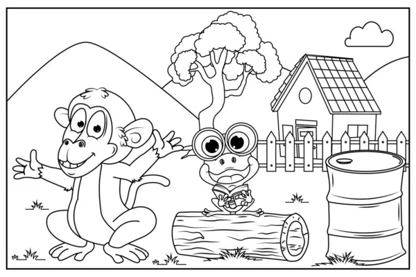 Färbung Animal Cartoon Für Kinder — Stockvektor