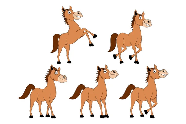 Bonito Cavalo Animal Cartoon Ilustração — Vetor de Stock