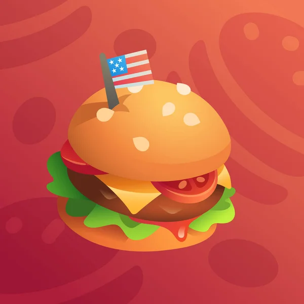 Hambúrguer Desenhos Animados Com Tomate Queijo Perfeito Para Projetar Sites — Vetor de Stock