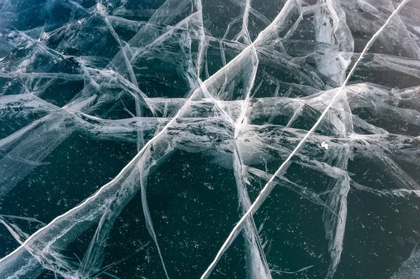 Ρωγμές Πάγου Της Λίμνης Baikal Περιβάλλον — Φωτογραφία Αρχείου
