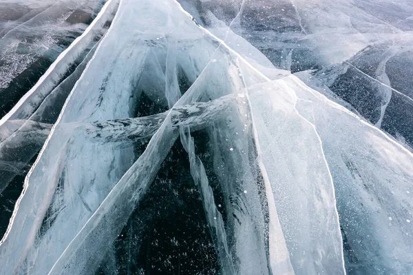 Grietas Hielo Los Alrededores Del Lago Baikal — Foto de Stock