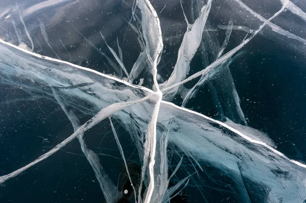 Grietas Hielo Los Alrededores Del Lago Baikal — Foto de Stock