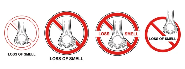 Verlies Gevoel Van Geur Pictogram Ingesteld Geen Vermogen Ruiken Loopneus — Stockvector