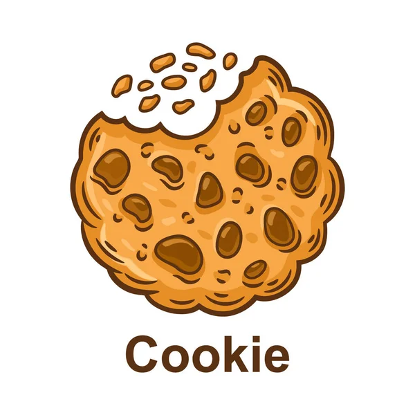 Bitten Chocolate Chip Cookie Haferflocken Keks Dessert Web Cookies Tracking — Stockvektor