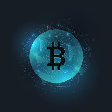 Virtual symbol of the Bitcoin crypto currency. 