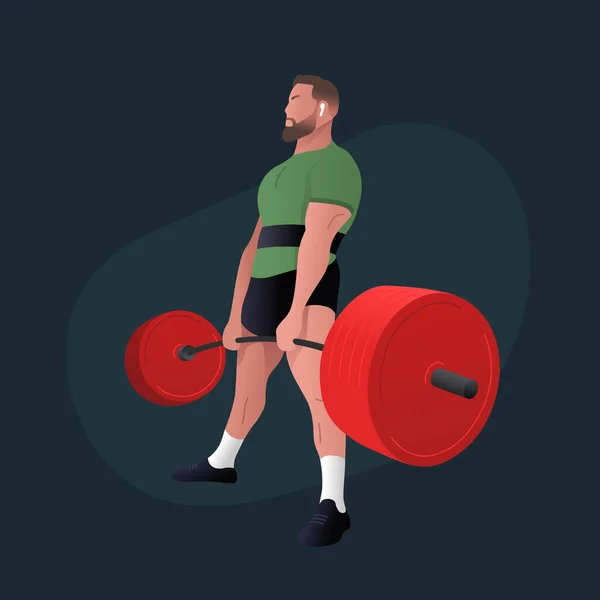 Man doing Sumo Barbell deadlift exercise. Deadlift illustration.