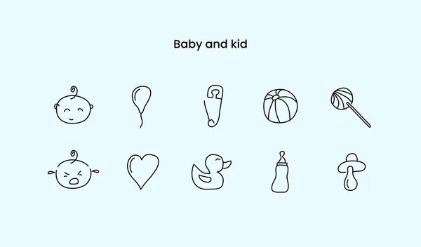 Baby and kid icon set. Editable stroke.