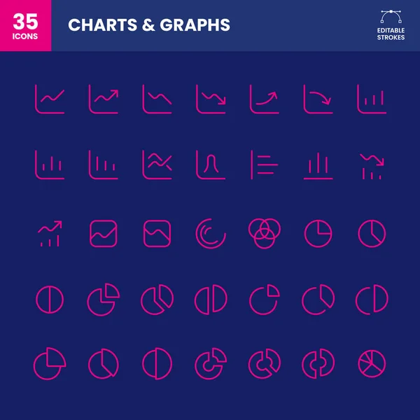 Icon Set Including Chart Nad Graph Variations Bar Graph Pie — стоковый вектор