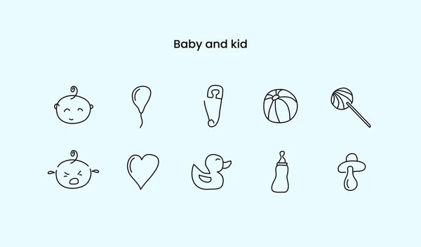 Baby Kid Icon Set Editable Stroke — стоковый вектор