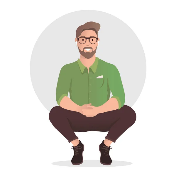 Sitting Man Character Business Man Modern Flat Illustration — стоковый вектор