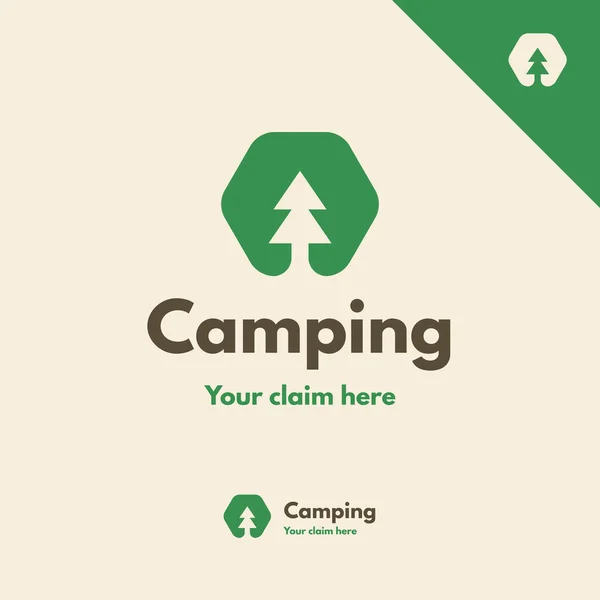 Tree Hexagon Logo Template — стоковый вектор