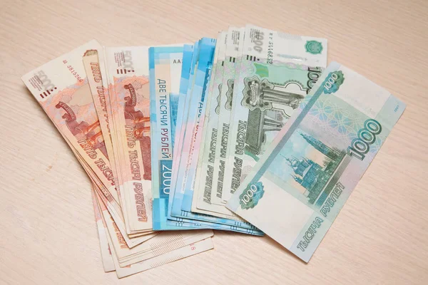 Rublos Russos Notas Denominações 1000 2000 5000 Rublos Moscovo 2018 — Fotografia de Stock