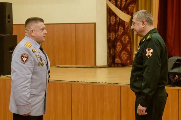 Moscou Rússia 2019 Sede Distrito Central Guarda Russa Parabenizou Militares — Fotografia de Stock