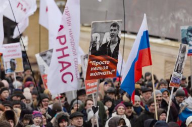 Moskova, Rusya - 24.02.2019: Boris Nemtsov anısına 2019 Mart