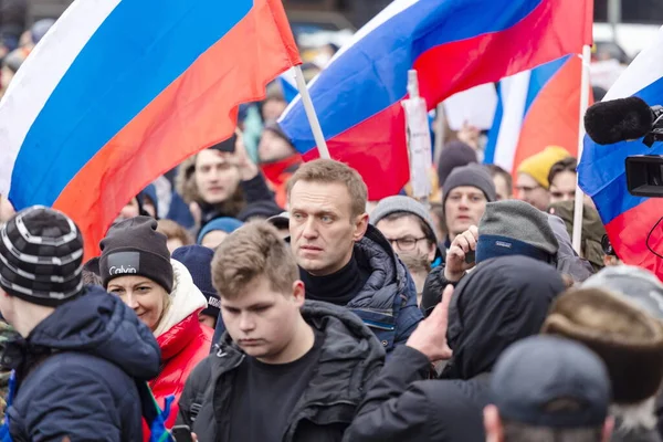 Moskou Rusland 2019 Maart Ter Nagedachtenis Aan Boris Nemtsov 2019 Stockafbeelding