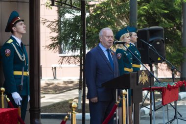 Moskova, Rusya - 07.05.2019: Büyük Vatanseverlik Savaşı gazileri Bilinmeyen Asker Mezarlığında Zafer Günü arifesinde