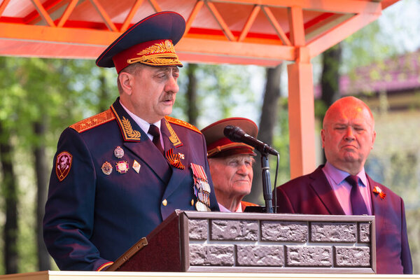 Moscow, Russia - 07.05.2019: Veterans of the Great Patriotic War on the eve of Victory Day at the Tomb of the Unknown Soldier