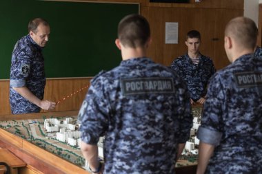 Moskova, Rusya - 30.05.2019: Moskova 'daki Zaitsev Özel Güvenlik Eğitim Merkezi' nde en iyi gözaltı gruplarının eğitici ve yöntembilimsel bir toplantısı düzenlendi.