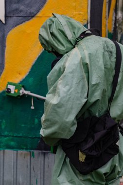 Moskova Bölgesi, Rusya - 25.07.2019: Rus Muhafızlarının Merkez Bölgesi askeri birliklerinin kimyasal koruma birimlerinin saha çıkışı Moskova bölgesinde ayrı bir operasyon tugayının eğitim sahasında gerçekleşti.