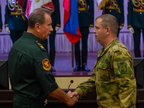 Região Moscou Rússia 2019 Chefe Guarda Russa General Viktor Zolotov — Fotografia de Stock