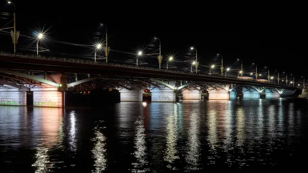 Ponte Chernavsky Sobre Reservatório Voronezh Noite Outono — Fotografia de Stock