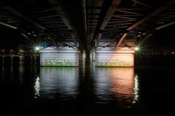 Suporta Ponte Chernavsky Sobre Reservatório Voronezh Uma Noite Outono — Fotografia de Stock