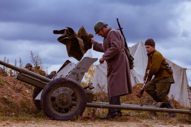 Moskova Bölgesi, Rusya - 28.09.2019: Otomobil Biatlon 'daki ilk yarışmalar 
