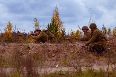 Moskova Bölgesi, Rusya - 28.09.2019: Otomobil Biatlon 'daki ilk yarışmalar 