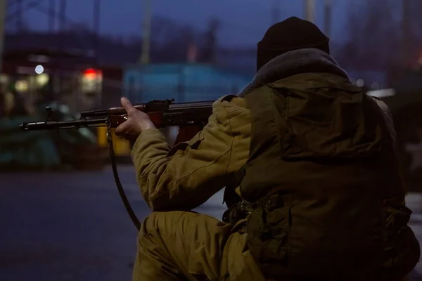 Região Moscou Rússia 2019 Reconstrução Invasão Grozny Por Veteranos Das — Fotografia de Stock