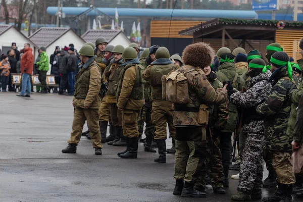 Moskvaregionen Ryssland 2019 Återuppbyggnad Stormningen Grozny Veteraner Från Interna Trupperna Royaltyfria Stockbilder