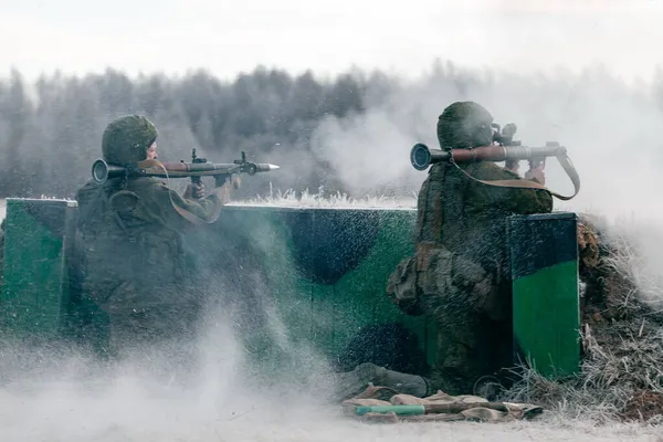 Smoleńsk Rosja 2019 Najlepsi Bojownicy Oddziału Rosguard Merkury Wykonywali Zadania — Zdjęcie stockowe