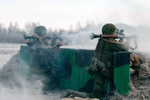 Smolensk Rusya 2019 Merkür Rosguard Birliğinin Iyi Savaşçıları Kişilik Silahlı — Stok fotoğraf