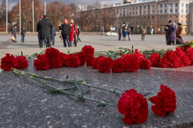 Voronezh, Rusya - 07.11.2021: Voronezh halkı Devrim Gününü kutladı