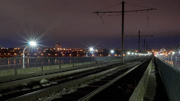 Gamla Spårvagnsspår Norra Bron Voronezh Höstkväll — Stockfoto