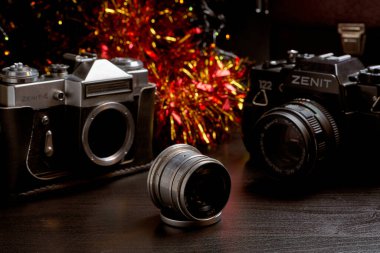 Şenlik dekorasyonunda eski Sovyet fotoğraf ekipmanları