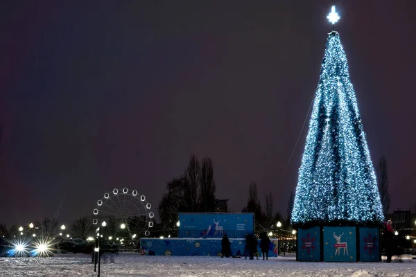 Christmas Tree Arena Park Illuminated New Year Weekend — Stock Fotó